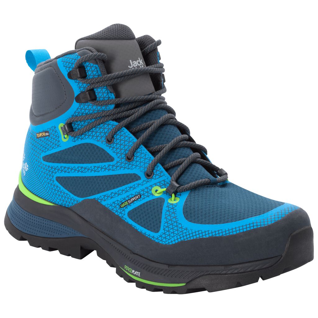 Jack Wolfskin FORCE STRIKER TEXAPORE MID Chaussures Homme Bleu/Vert - JXBPIZA-72